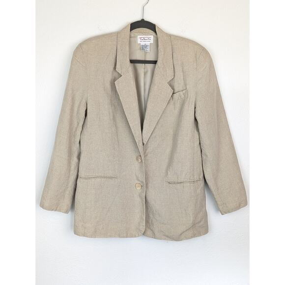 Talbots Blazer Jacket Irish Linen Coastal Neutral Spring Summer Beige Size 10 - Picture 1 of 9